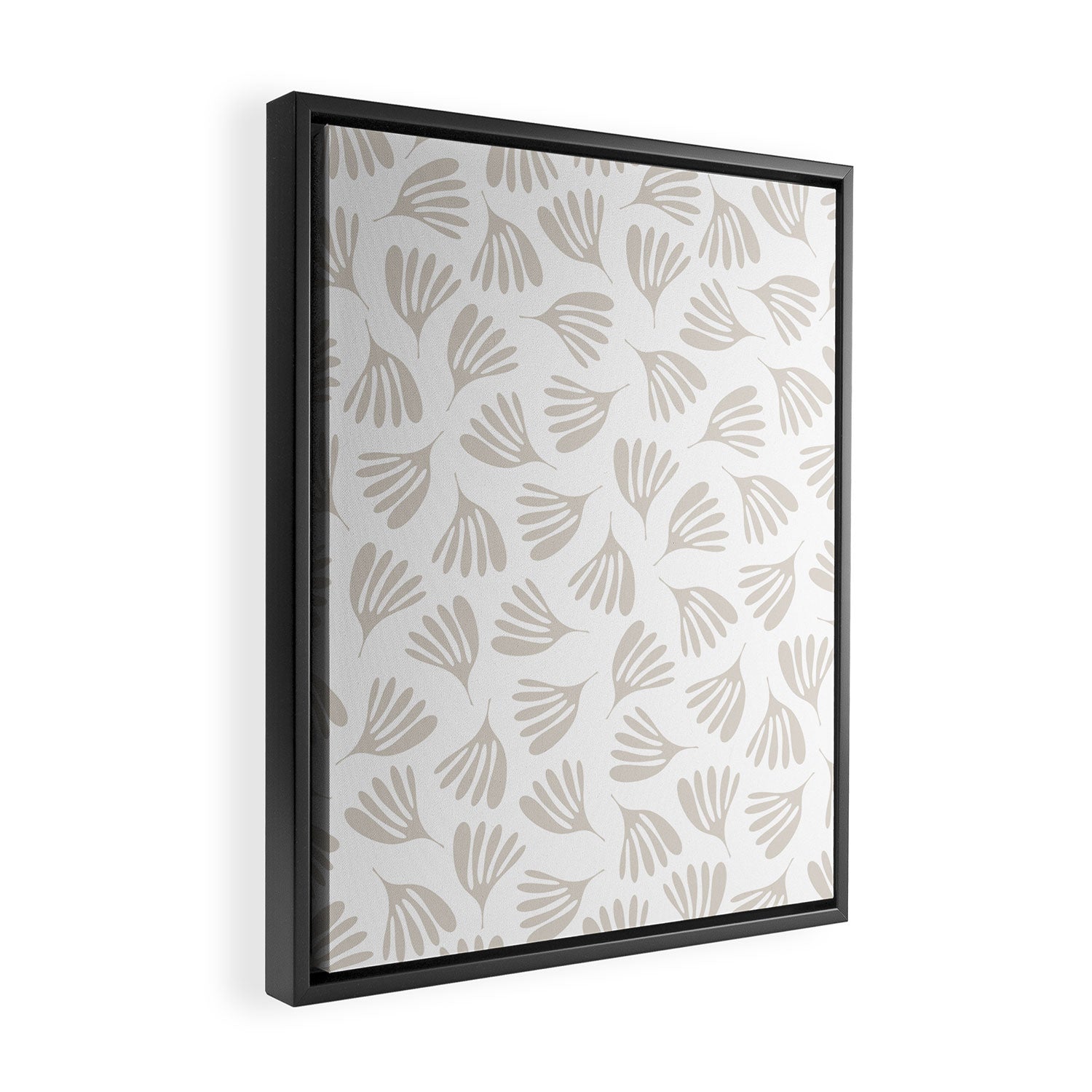 Wispy Leaves Neutral Contemporary Abstract Botanical Pattern Framed Canvas Print Gallery Image 2