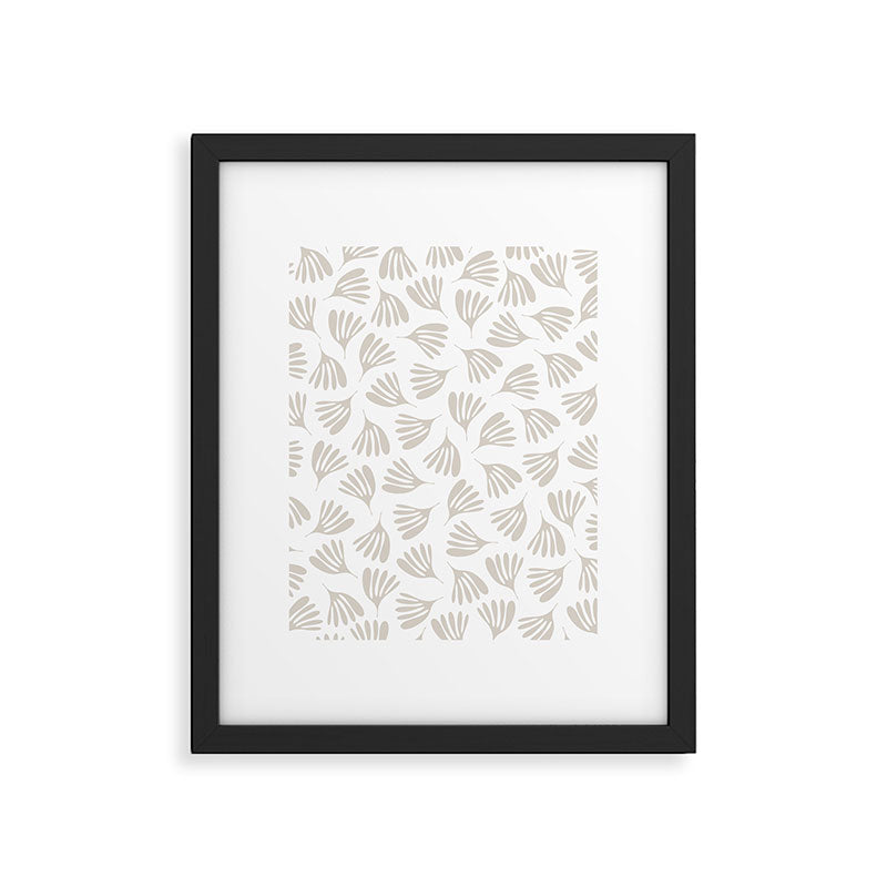 Wispy Leaves Neutral Contemporary Abstract Botanical Pattern Framed Art Print Gallery Image 5
