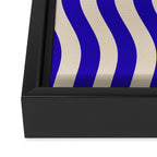 Wobbly Pop Stripes Pattern in Cobalt Blue and Beige Framed Canvas Print Gallery Image 3