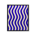 Wobbly Pop Stripes Pattern in Cobalt Blue and Beige Framed Canvas Print Gallery Image 8