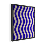 Wobbly Pop Stripes Pattern in Cobalt Blue and Beige Framed Canvas Print Gallery Image 2