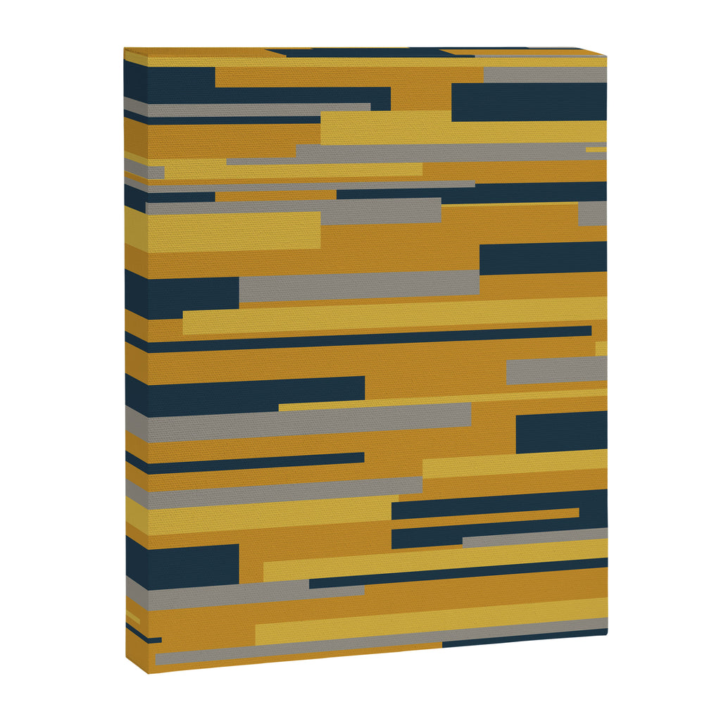 Wright 3 Geometric Midcentury Modern Pattern in Navy Blue, Mustard, and Gray Canvas Print Gallery Image 8