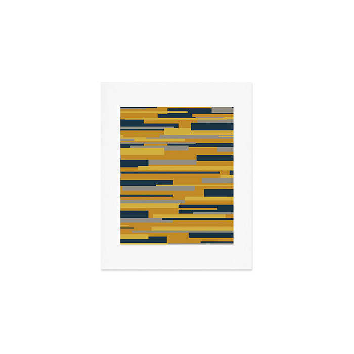 Wright 3 Geometric Midcentury Modern Pattern in Navy Blue, Mustard, and Gray Art Print Gallery Image 1