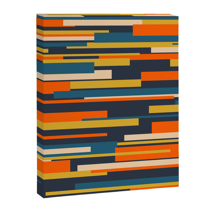 Wright Geometric Mid Century Modern Abstract Pattern Blue Orange Mustard Canvas Print Gallery Image 1