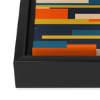 Wright Geometric Mid Century Modern Abstract Pattern Blue Orange Mustard Framed Canvas Print Gallery Image 3