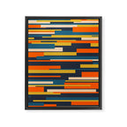 Wright Geometric Mid Century Modern Abstract Pattern Blue Orange Mustard Framed Canvas Print Gallery Image 8