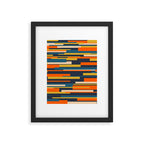 Wright Geometric Mid Century Modern Abstract Pattern Blue Orange Mustard Framed Art Print Gallery Image 4