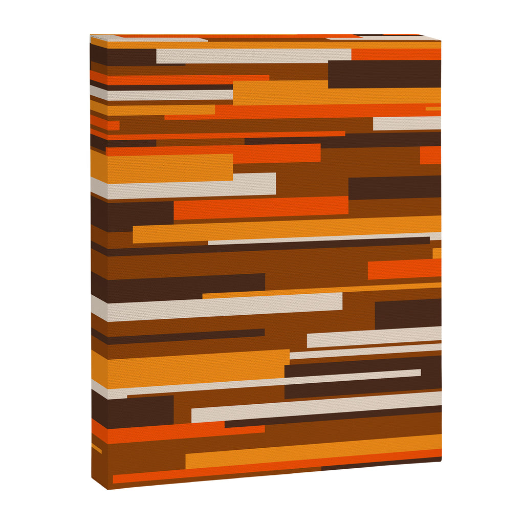 Wright Mid Century Modern Geometric Abstract Pattern in Retro 70s Brown and Orange Canvas Print Gallery Image 8