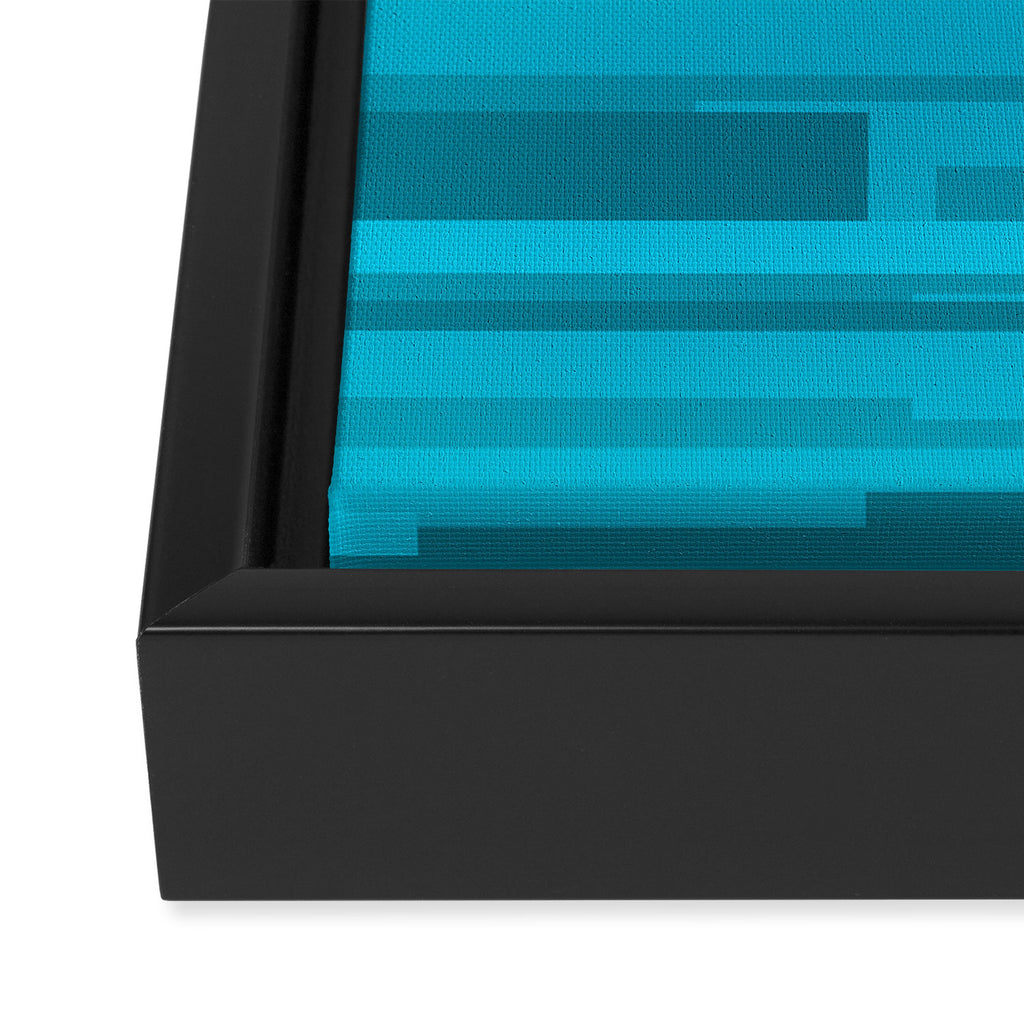 Wright Mid Century Modern Geometric Abstract Pattern in Turquoise Blue Framed Canvas Print Gallery Image 3