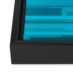 Wright Mid Century Modern Geometric Abstract Pattern in Turquoise Blue Framed Canvas Print Gallery Image 3