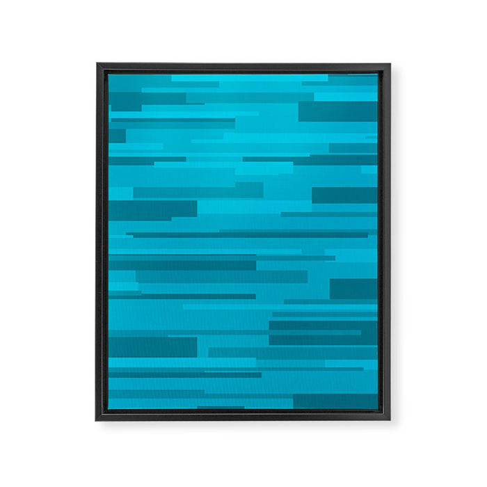 Wright Mid Century Modern Geometric Abstract Pattern in Turquoise Blue Framed Canvas Print Gallery Image 1
