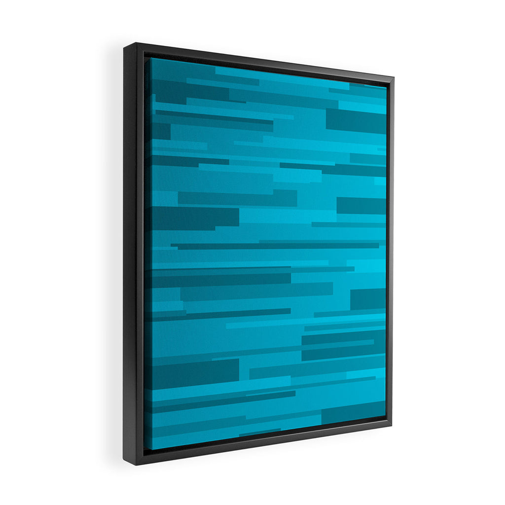 Wright Mid Century Modern Geometric Abstract Pattern in Turquoise Blue Framed Canvas Print Gallery Image 2