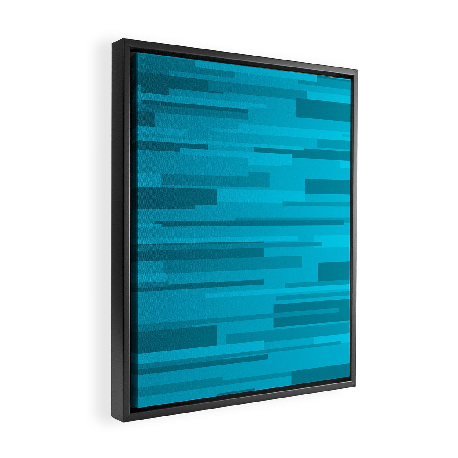 Wright Mid Century Modern Geometric Abstract Pattern in Turquoise Blue Framed Canvas Print Gallery Image 2