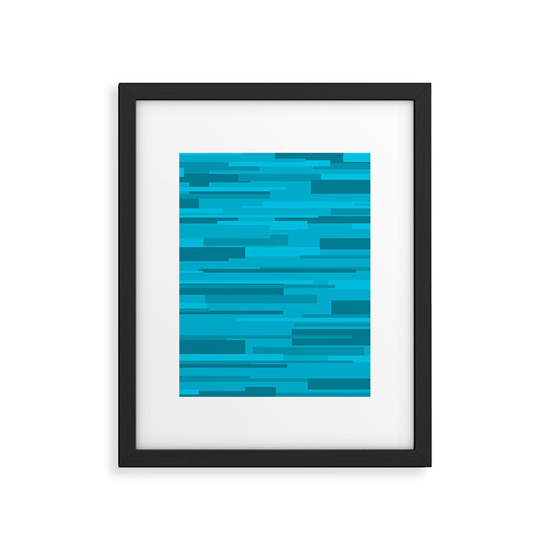 Wright Mid Century Modern Geometric Abstract Pattern in Turquoise Blue Framed Art Print Gallery Image 6