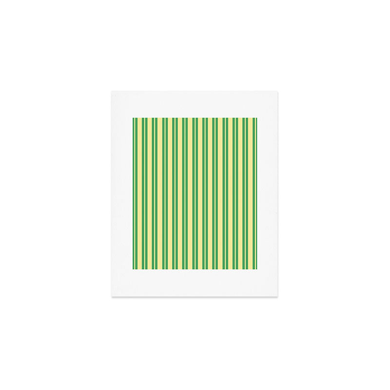 Yellow and Green Stripes Classic Double Stripe Vertical Pattern Art Print Gallery Image 1