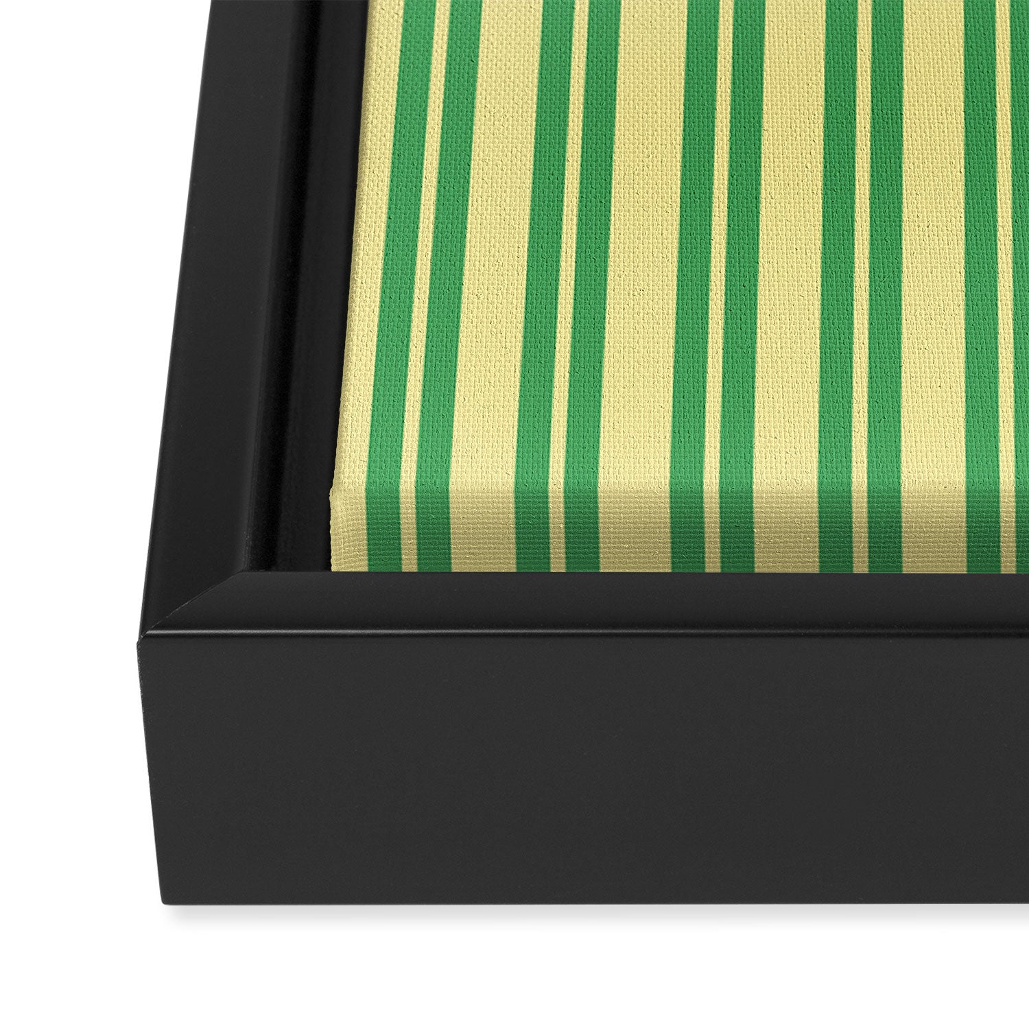 Yellow and Green Stripes Classic Double Stripe Vertical Pattern Framed Canvas Print Gallery Image 3