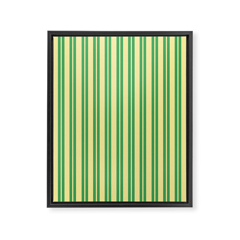 Yellow and Green Stripes Classic Double Stripe Vertical Pattern Framed Canvas Print Gallery Image 8