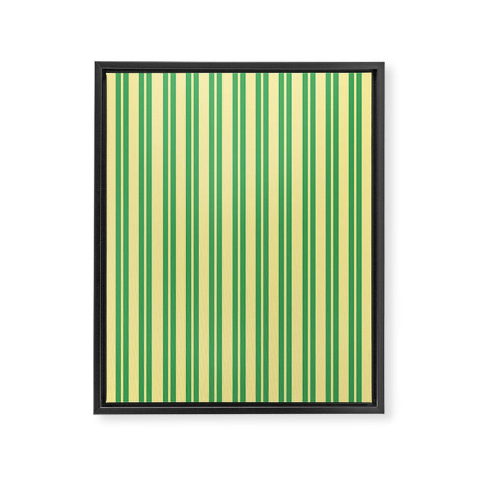 Yellow and Green Stripes Classic Double Stripe Vertical Pattern Framed Canvas Print Gallery Image 1