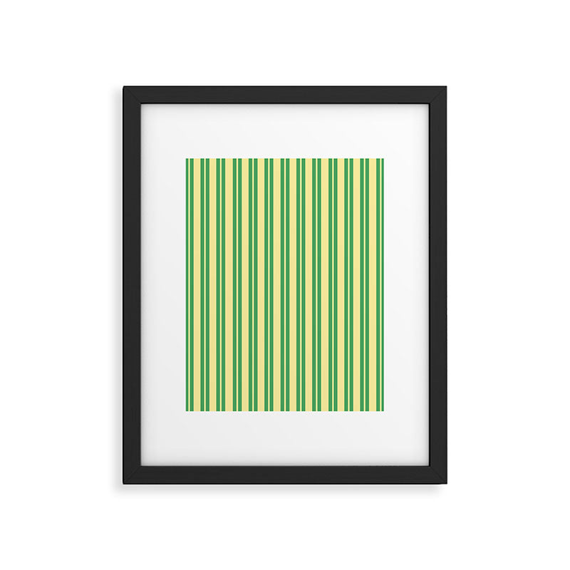 Yellow and Green Stripes Classic Double Stripe Vertical Pattern Framed Art Print Gallery Image 6