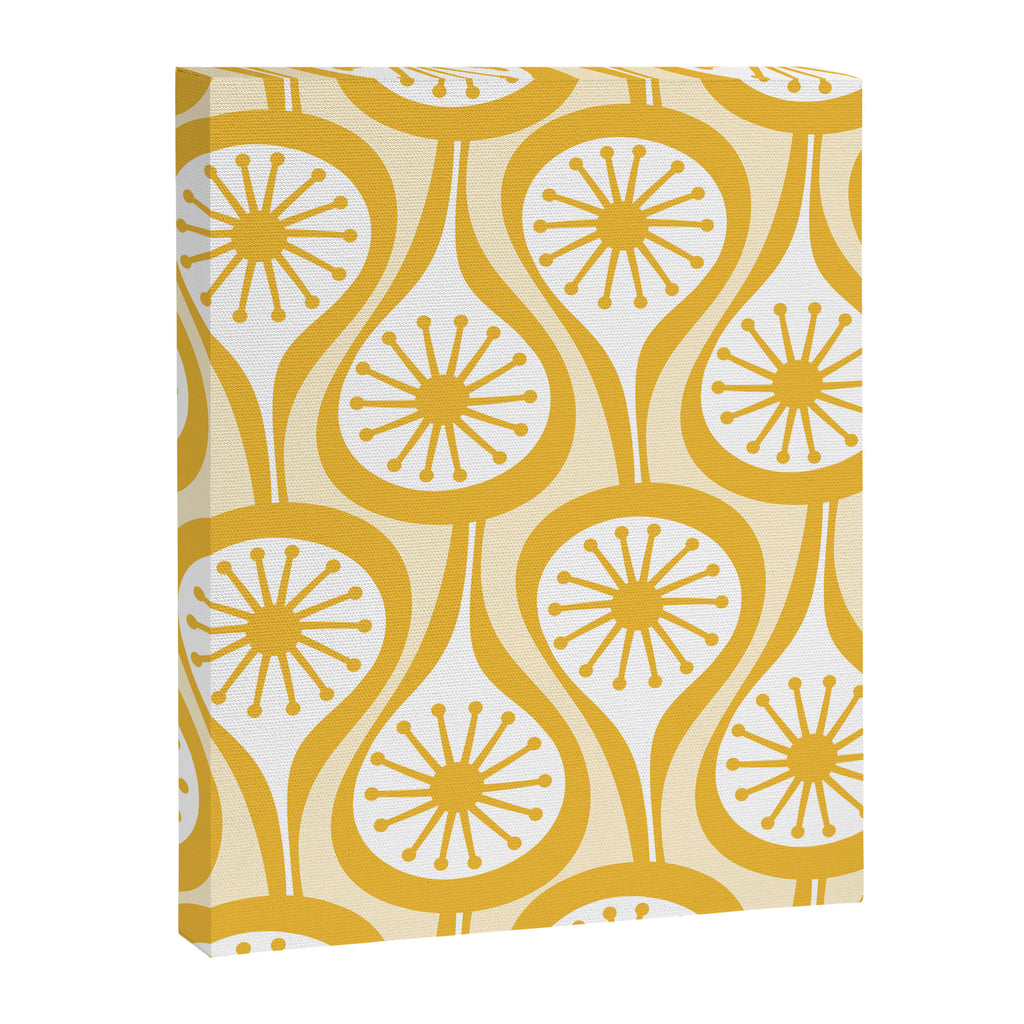 Yellow Mid Century Modern Atomic Drops Pattern Canvas Print Gallery Image 8