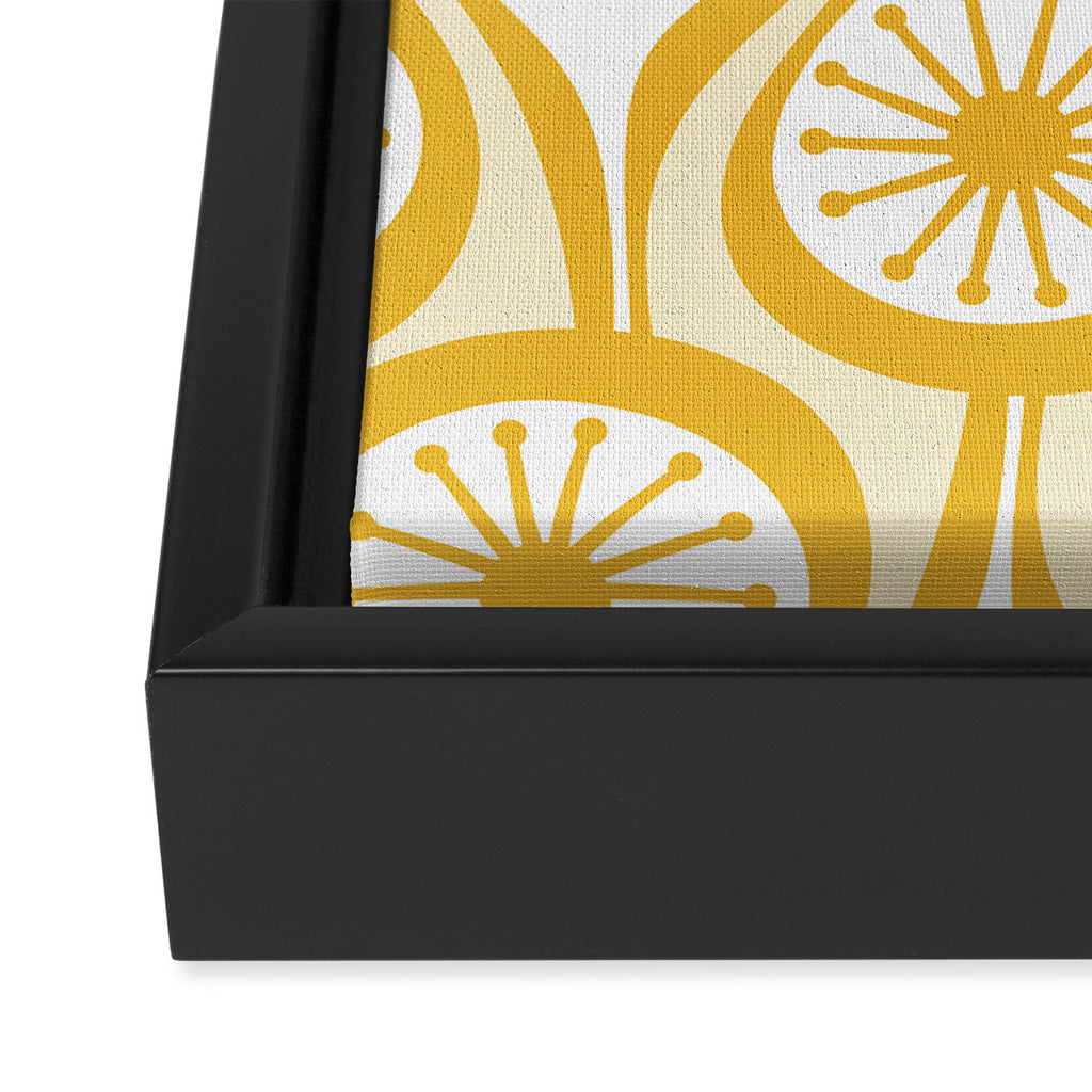 Yellow Mid Century Modern Atomic Drops Pattern Framed Canvas Print Gallery Image 3