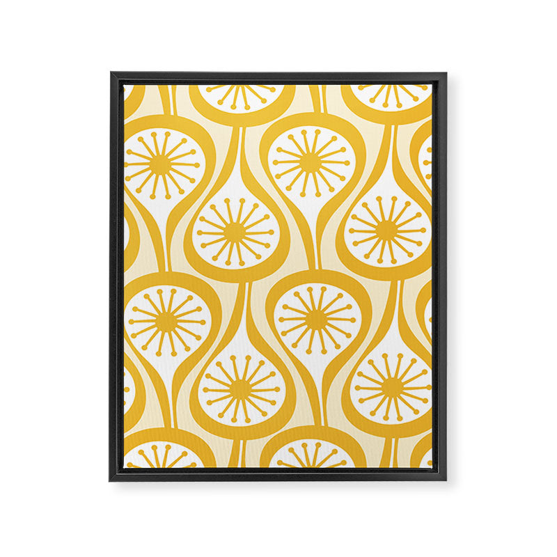 Yellow Mid Century Modern Atomic Drops Pattern Framed Canvas Print Gallery Image 8