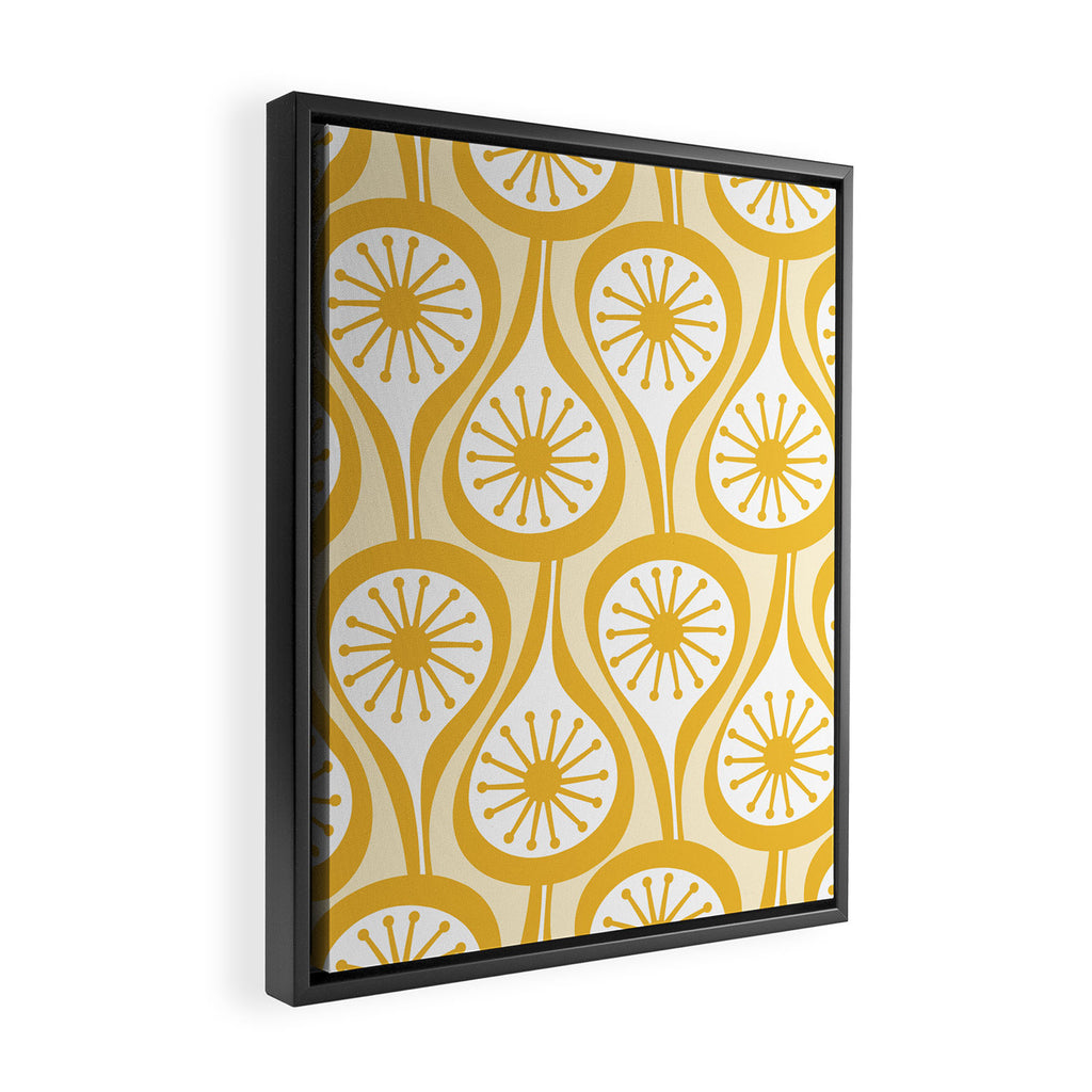 Yellow Mid Century Modern Atomic Drops Pattern Framed Canvas Print Gallery Image 2