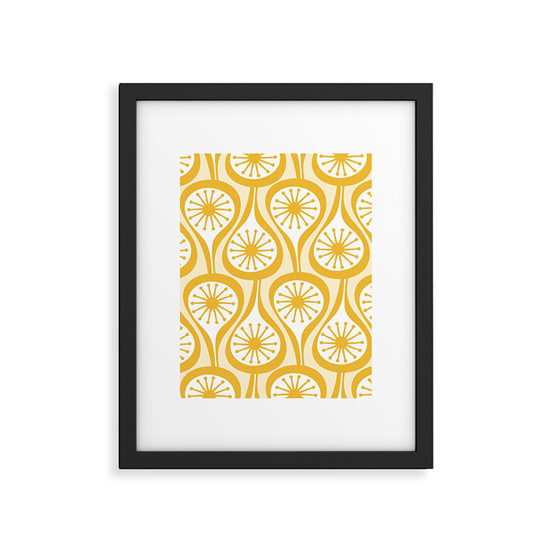 Yellow Mid Century Modern Atomic Drops Pattern Framed Art Print Gallery Image 6
