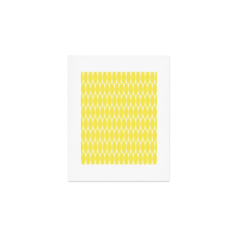 Yellow Mid Century Modernist Geometric Hexad Pattern Art Print Gallery Image 1