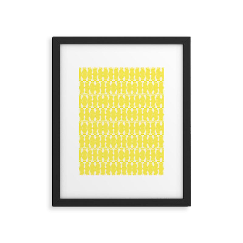 Yellow Mid Century Modernist Geometric Hexad Pattern Framed Art Print Gallery Image 5