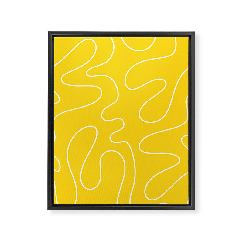 Yellow Squiggle Abstract Pattern Framed Canvas Print Gallery Image 8