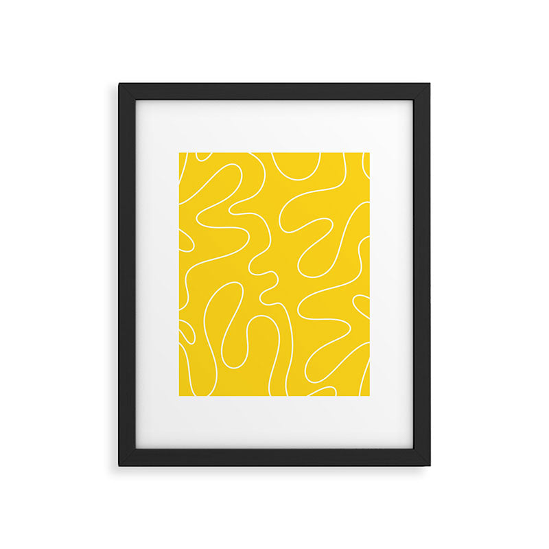 Yellow Squiggle Abstract Pattern Framed Art Print Gallery Image 6