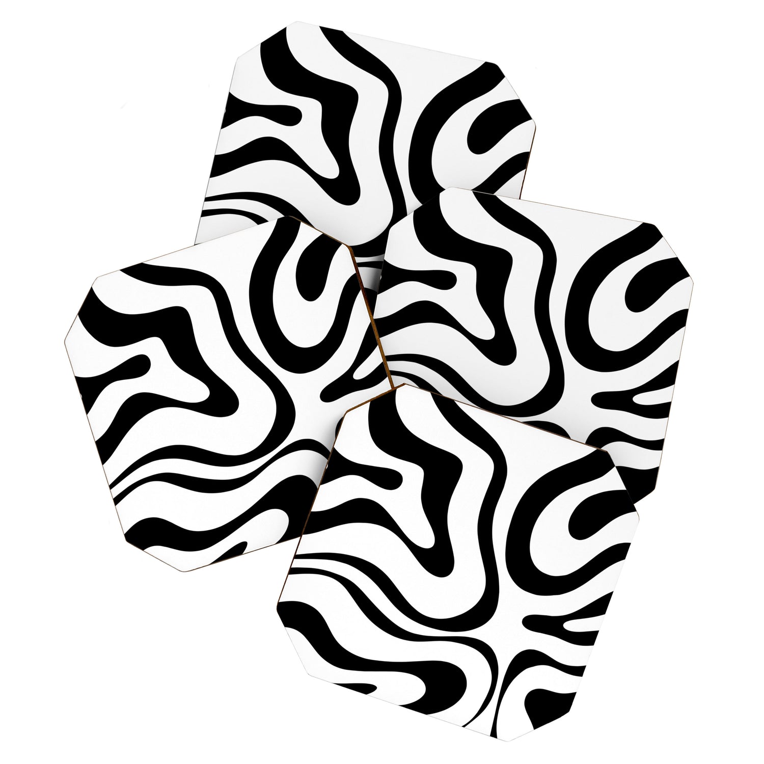 Zebra Swirl Abstract Pattern in Black and White Coaster Gallery Image 1