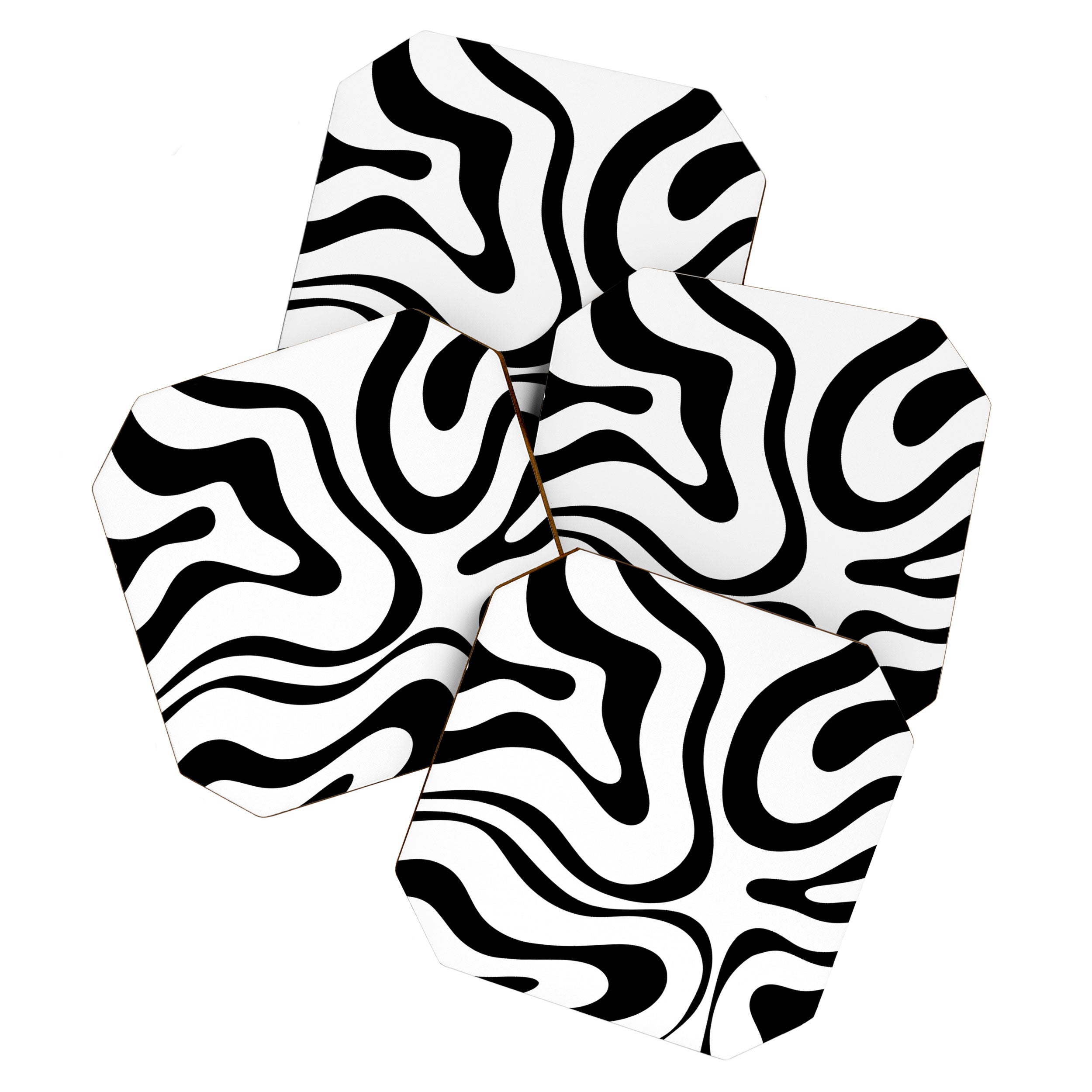 Zebra Swirl Abstract Pattern in Black and White Coaster Gallery Image 1