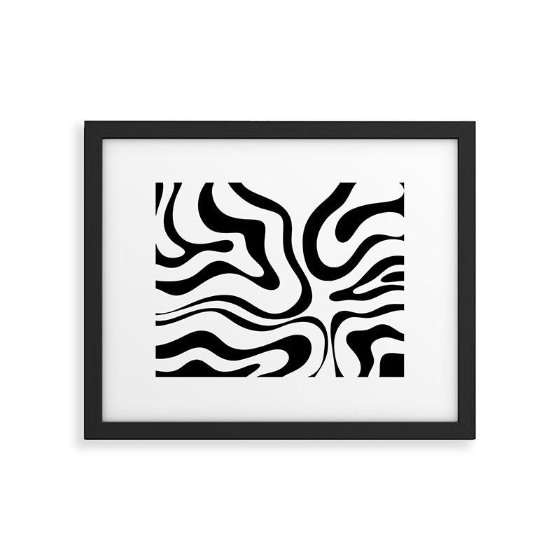 Zebra Swirl Abstract Pattern in Black and White Framed Art Print Gallery Image 6