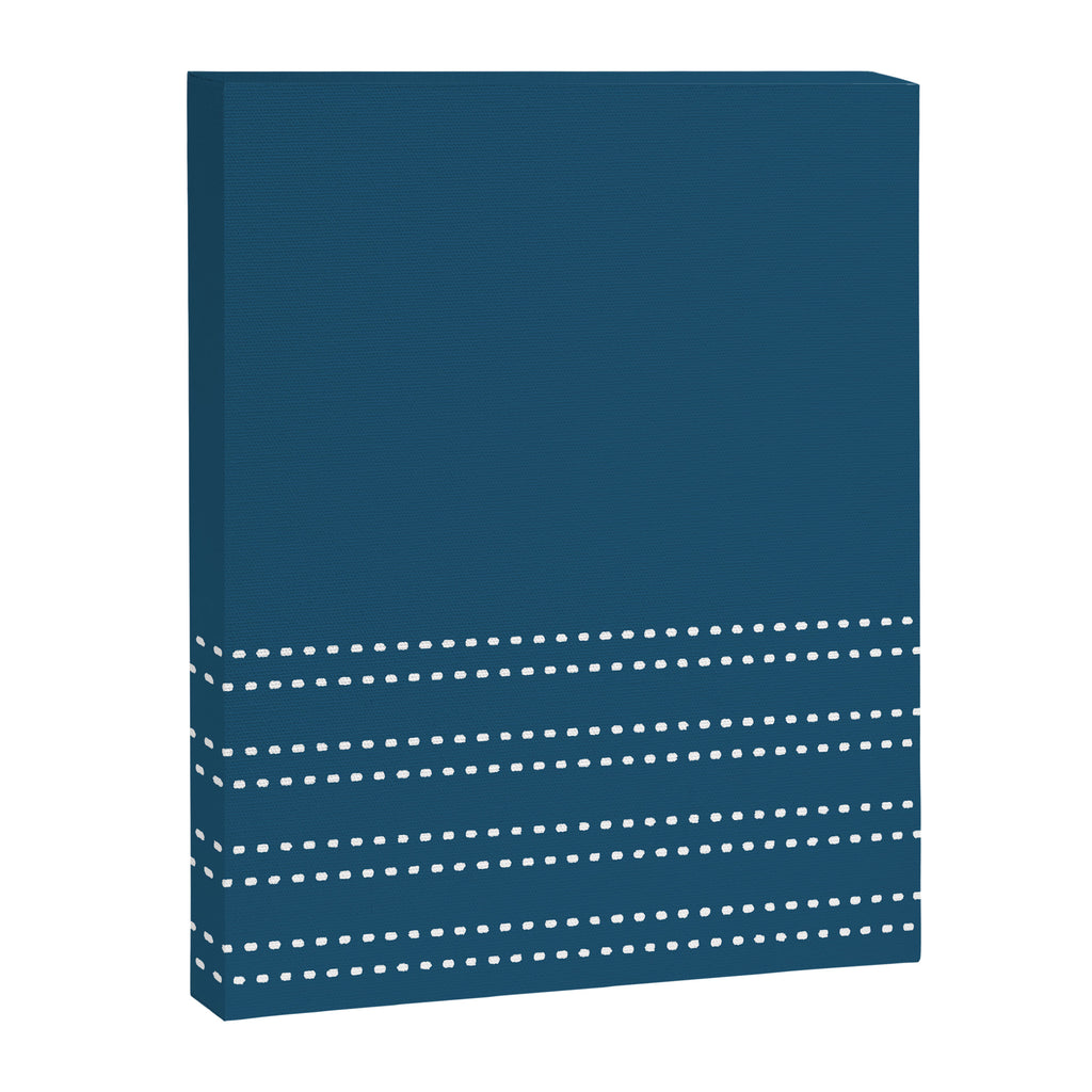 Zoe Dotted Smudge Stripes Minimalist Pattern in Aegean Blue and White Canvas Print Gallery Image 8