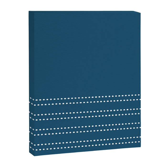 Zoe Dotted Smudge Stripes Minimalist Pattern in Aegean Blue and White Canvas Print Gallery Image 1