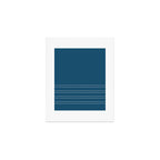 Zoe Dotted Smudge Stripes Minimalist Pattern in Aegean Blue and White Art Print Gallery Image 1
