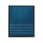 Zoe Dotted Smudge Stripes Minimalist Pattern in Aegean Blue and White Framed Canvas Print Gallery Image 8