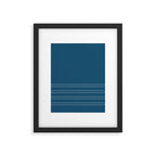 Zoe Dotted Smudge Stripes Minimalist Pattern in Aegean Blue and White Framed Art Print Gallery Image 6