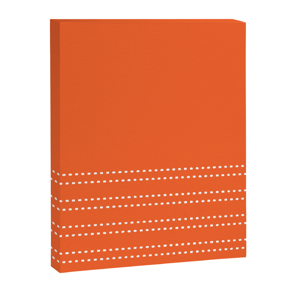 Zoe Dotted Smudge Stripes Minimalist Pattern in Orange and White Canvas Print Gallery Image 8