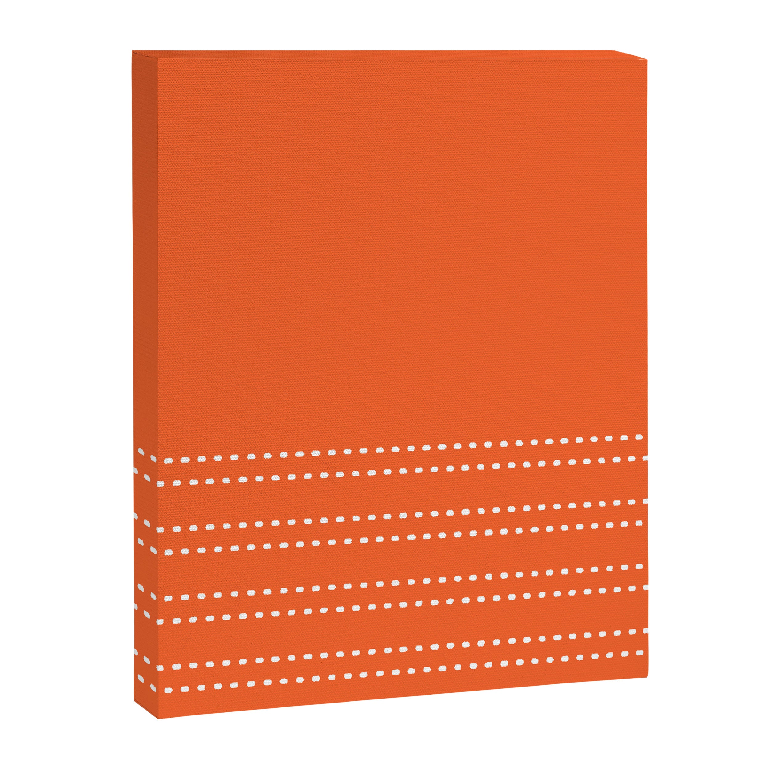Zoe Dotted Smudge Stripes Minimalist Pattern in Orange and White Canvas Print Gallery Image 8