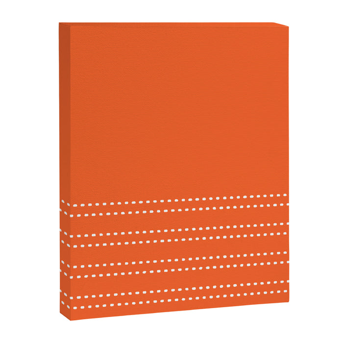 Zoe Dotted Smudge Stripes Minimalist Pattern in Orange and White Canvas Print Gallery Image 1