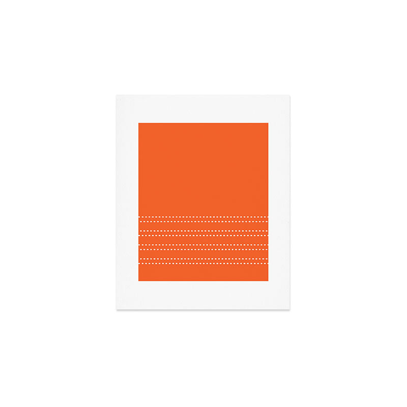 Zoe Dotted Smudge Stripes Minimalist Pattern in Orange and White Art Print Gallery Image 1