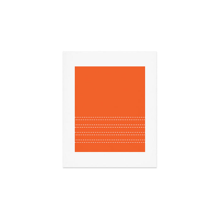 Zoe Dotted Smudge Stripes Minimalist Pattern in Orange and White Art Print Gallery Image 1