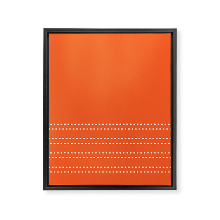 Zoe Dotted Smudge Stripes Minimalist Pattern in Orange and White Framed Canvas Print Gallery Image 1