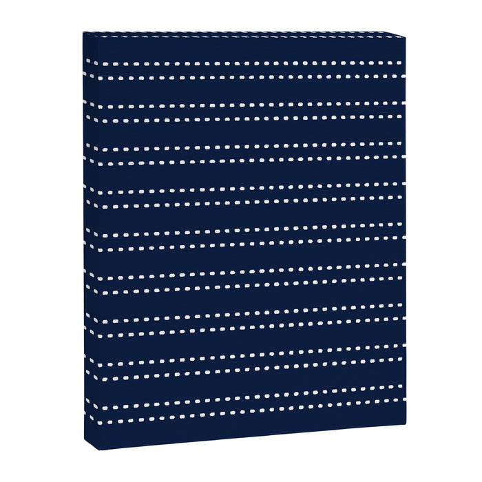 Zoe Painted Dot Striped Pattern in Nautical Navy Blue and White Canvas Print Gallery Image 1