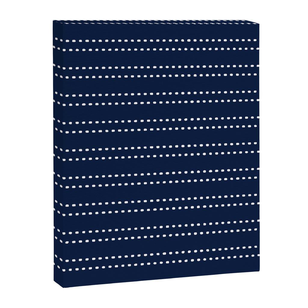 Zoe Painted Dot Striped Pattern in Nautical Navy Blue and White Canvas Print Gallery Image 8