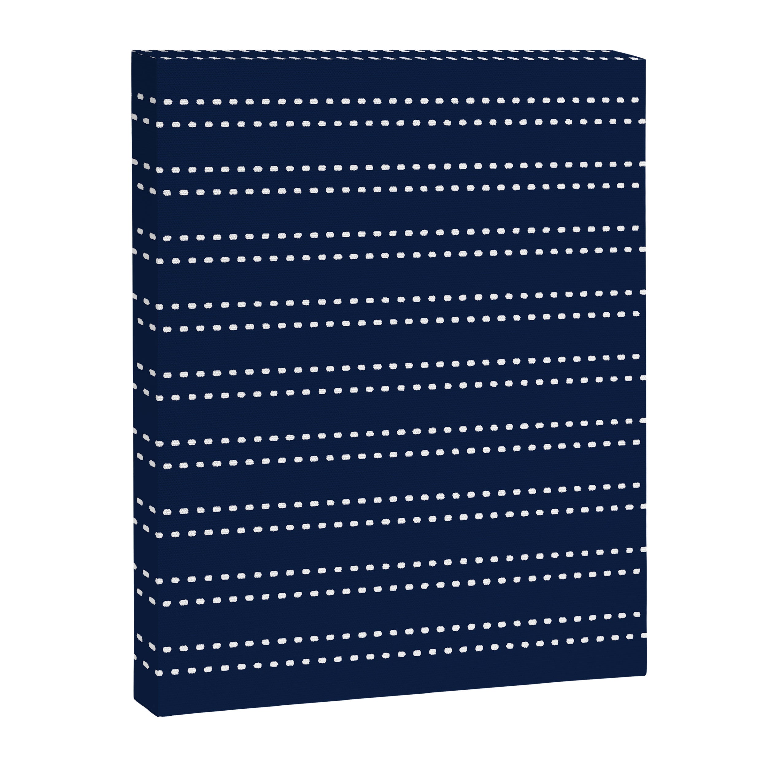 Zoe Painted Dot Striped Pattern in Nautical Navy Blue and White Canvas Print Gallery Image 8