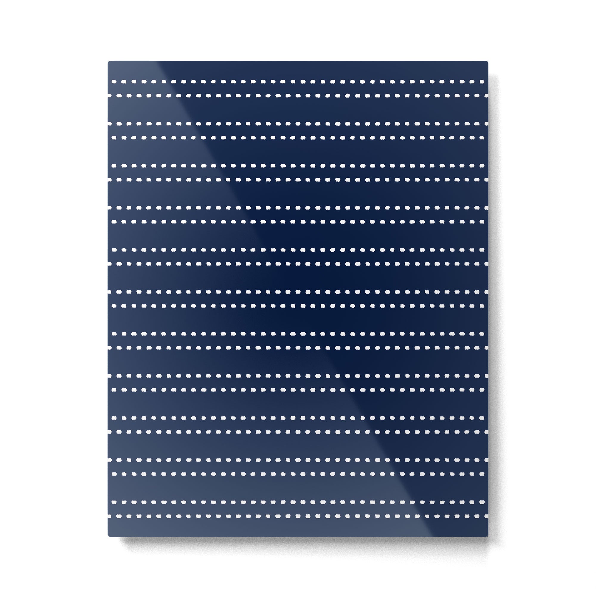 Zoe Painted Dot Striped Pattern in Nautical Navy Blue and White Metal Print Gallery Image 6